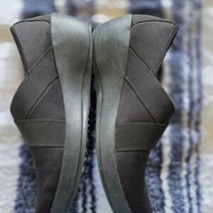 CROCS Black Wedge Flats with Red Insole